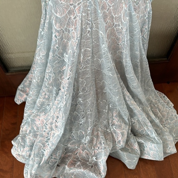 MAC DUGGAL 79264 EMBROIDERED FEATHERED ONE SHOULDER CRYSTAL BLUE GOWN 10NEW $998 - Picture 15 of 17